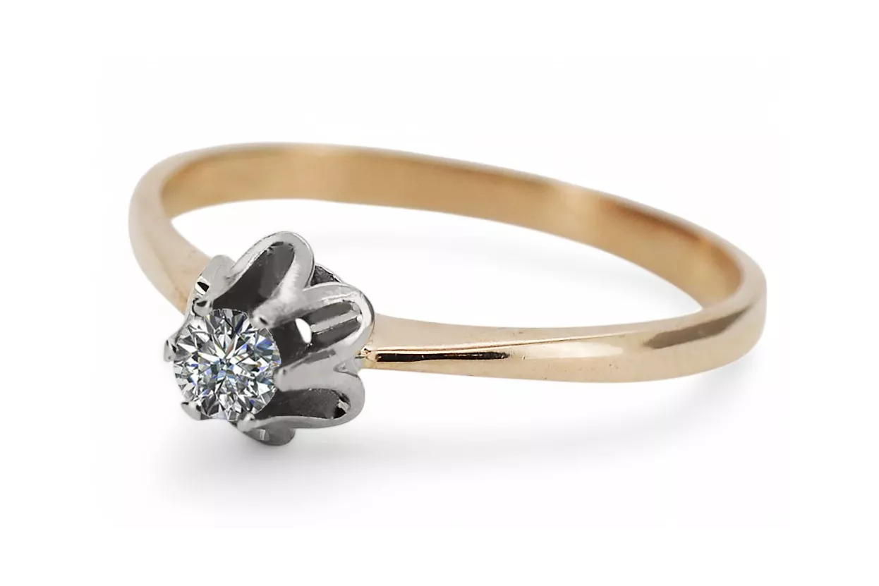 Ring Cubic Zirconia Original Vintage 14k s růžovým zlatým klasickým vinobraní VRC353